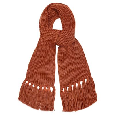 Dark orange knitted scarf